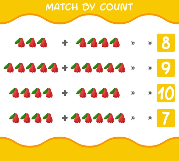 Matcha Genom Att Räkna Tecknade Rosenäpplen Matcha Och Räkna Spelet — Stock vektor