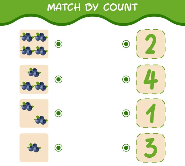 Match Nombre Bleuets Dessin Animé Match Compte Jeu Jeu Éducatif — Image vectorielle