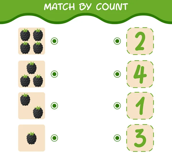Match Count Von Cartoon Brombeeren Spiel Und Zähle Lernspiel Für — Stockvektor