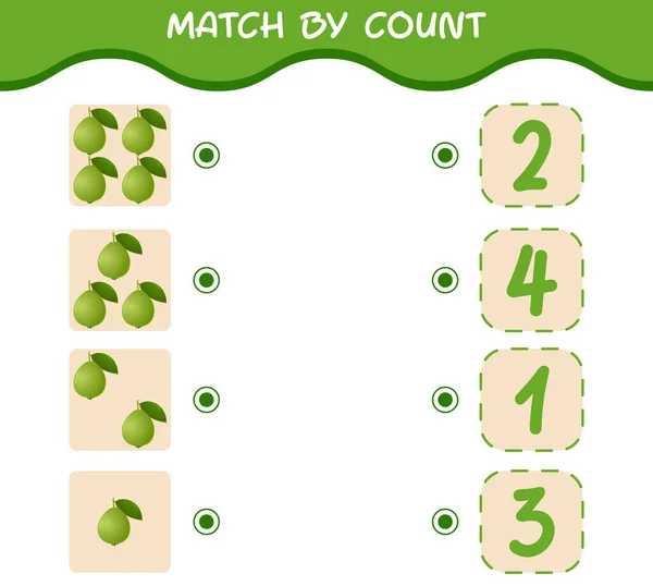 Match Count Cartoon Guavas Match Count Game Educational Game Pre — Stock Vector