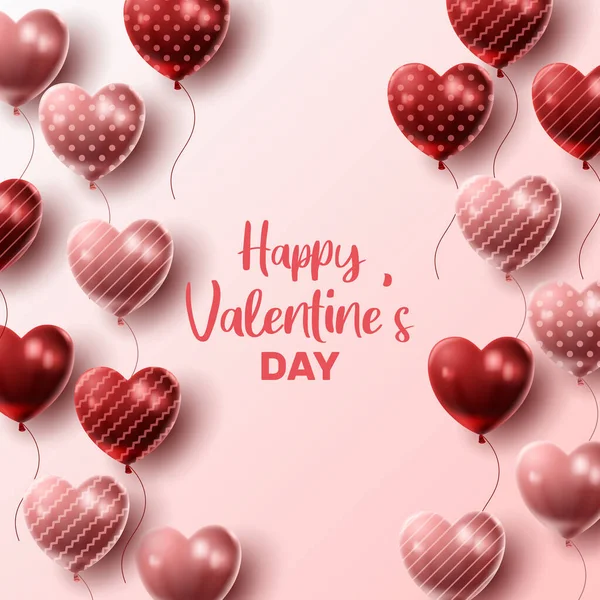 Šťastný Valentýn Pozadí Balónem Srdce Současné Složení Pro Banner Plakát — Stockový vektor
