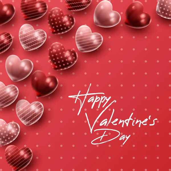 Happy Valentine Day Background Heart Balloon Present Composition Banner Poster — Image vectorielle