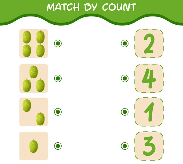 Matcha Genom Att Räkna Tecknade Jackfrukter Matcha Och Räkna Spelet — Stock vektor