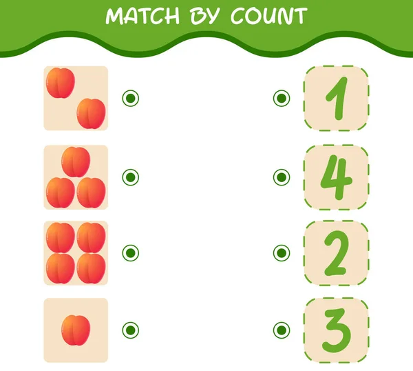 Match Telling Van Cartoon Nectarines Match Tel Het Spel Educatief — Stockvector