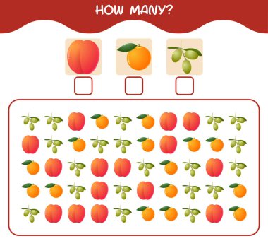 Kaç tane çizgi film meyvesi var? Oyun sayıyorum. Okul öncesi çocuklar ve bebekler için eğitici bir oyun