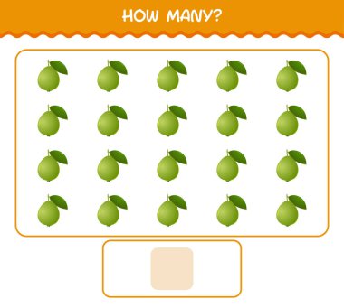 Kaç tane karikatür guava. Oyun sayıyorum. Okul öncesi çocuklar ve bebekler için eğitici bir oyun