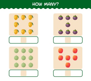Kaç tane çizgi film meyvesi var? Oyun sayıyorum. Okul öncesi çocuklar ve bebekler için eğitici bir oyun