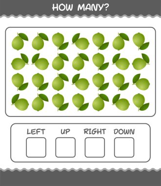 Kaç tane karikatür guava. Oyun sayıyorum. Okul öncesi çocuklar ve bebekler için eğitici bir oyun