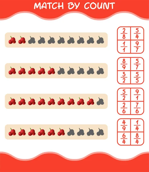 Match Par Nombre Canneberges Dessin Animé Match Compte Jeu Jeu — Image vectorielle