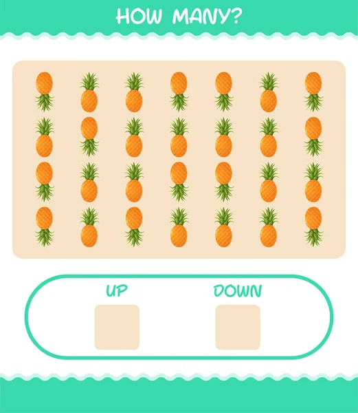 얼마나 파인애플 있을까요 게임이야 초경의 아이들 어린아이들을 교육용 — 스톡 벡터