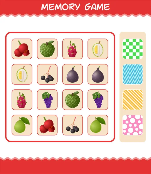 Μνήμη Παιχνίδια Φρούτα Κινουμένων Σχεδίων Μαθαίνω Χαρτιά Εκπαιδευτικό Παιχνίδι Για — Διανυσματικό Αρχείο