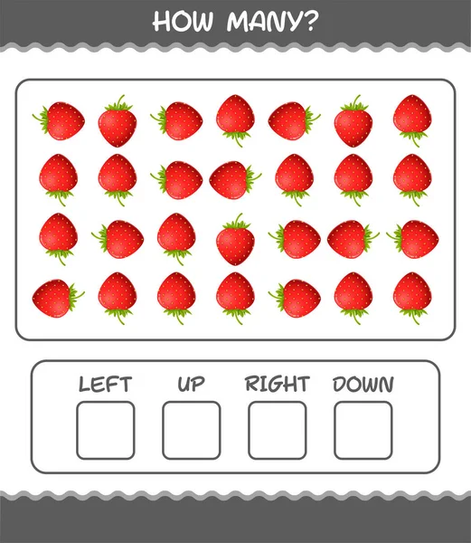Kaç Tane Karikatür Çileği Oyun Sayıyorum Okul Öncesi Çocuklar Bebekler — Stok Vektör