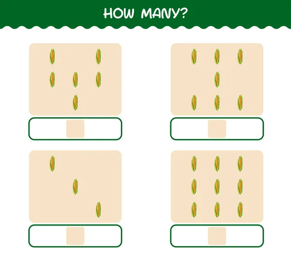 얼마나 옥수수가 있을까요 게임이야 초경의 아이들 어린아이들을 교육용 — 스톡 벡터