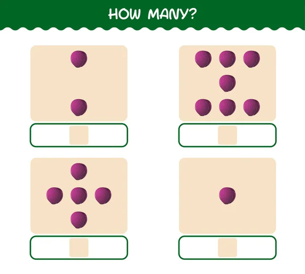 Quantos Desenhos Animados Repolho Vermelho Jogo Contagem Jogo Educativo Para —  Vetores de Stock