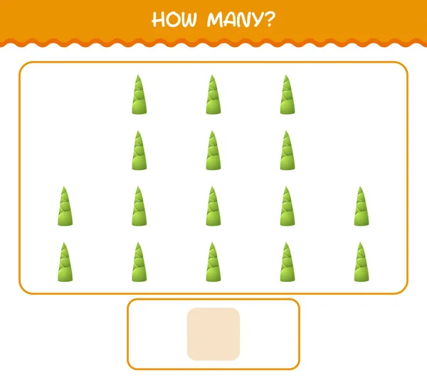 Hur Många Tecknad Bambu Skjuta Räknar Spel Utbildningsspel För Förskoleår — Stock vektor