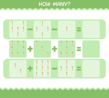 Kaç tane karikatür havucu. Oyun sayıyorum. Okul öncesi çocuklar ve bebekler için eğitici bir oyun
