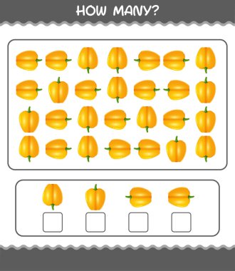 Kaç tane karikatür dolma biber. Oyun sayıyorum. Okul öncesi çocuklar ve bebekler için eğitici bir oyun