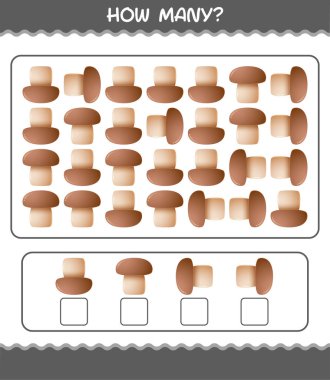 Kaç tane karikatür mantarı. Oyun sayıyorum. Okul öncesi çocuklar ve bebekler için eğitici bir oyun