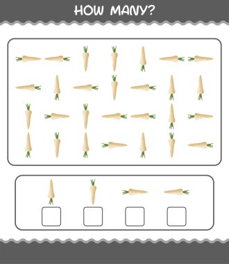 Kaç tane karikatür havucu. Oyun sayıyorum. Okul öncesi çocuklar ve bebekler için eğitici bir oyun