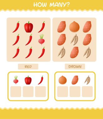 Kaç tane çizgi film sebzesi var? Oyun sayıyorum. Okul öncesi çocuklar ve bebekler için eğitici bir oyun