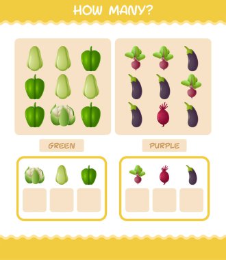 Kaç tane çizgi film sebzesi var? Oyun sayıyorum. Okul öncesi çocuklar ve bebekler için eğitici bir oyun