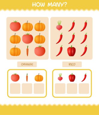 Kaç tane çizgi film sebzesi var? Oyun sayıyorum. Okul öncesi çocuklar ve bebekler için eğitici bir oyun