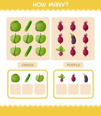 Kaç tane çizgi film sebzesi var? Oyun sayıyorum. Okul öncesi çocuklar ve bebekler için eğitici bir oyun