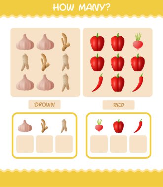 Kaç tane çizgi film sebzesi var? Oyun sayıyorum. Okul öncesi çocuklar ve bebekler için eğitici bir oyun