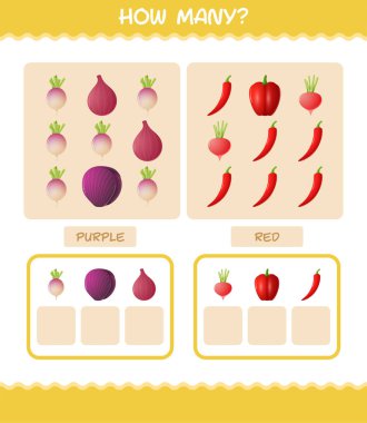 Kaç tane çizgi film sebzesi var? Oyun sayıyorum. Okul öncesi çocuklar ve bebekler için eğitici bir oyun