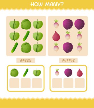 Kaç tane çizgi film sebzesi var? Oyun sayıyorum. Okul öncesi çocuklar ve bebekler için eğitici bir oyun