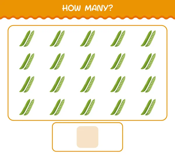 How Many Cartoon Green Pea Counting Game Educational Game Pre — Stock Vector