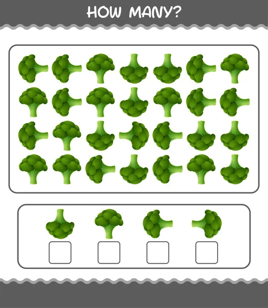 Quantos Brócolos Banda Desenhada Jogo Contagem Jogo Educativo Para Pré —  Vetores de Stock