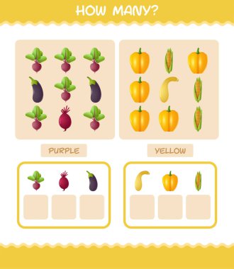 Kaç tane çizgi film sebzesi var? Oyun sayıyorum. Okul öncesi çocuklar ve bebekler için eğitici bir oyun