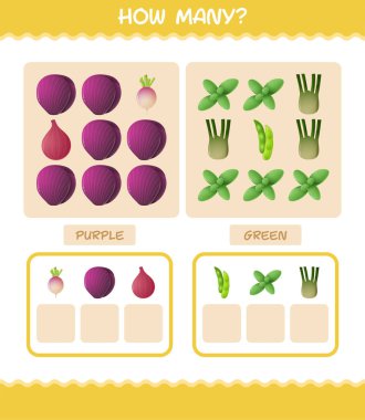 Kaç tane çizgi film sebzesi var? Oyun sayıyorum. Okul öncesi çocuklar ve bebekler için eğitici bir oyun