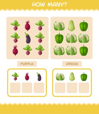 Kaç tane çizgi film sebzesi var? Oyun sayıyorum. Okul öncesi çocuklar ve bebekler için eğitici bir oyun