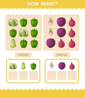 Kaç tane çizgi film sebzesi var? Oyun sayıyorum. Okul öncesi çocuklar ve bebekler için eğitici bir oyun