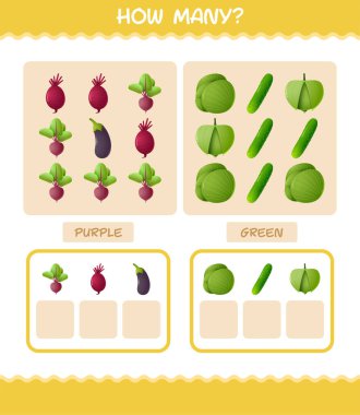 Kaç tane çizgi film sebzesi var? Oyun sayıyorum. Okul öncesi çocuklar ve bebekler için eğitici bir oyun