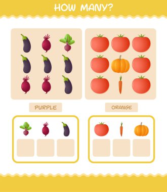 Kaç tane çizgi film sebzesi var? Oyun sayıyorum. Okul öncesi çocuklar ve bebekler için eğitici bir oyun