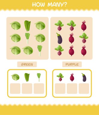 Kaç tane çizgi film sebzesi var? Oyun sayıyorum. Okul öncesi çocuklar ve bebekler için eğitici bir oyun