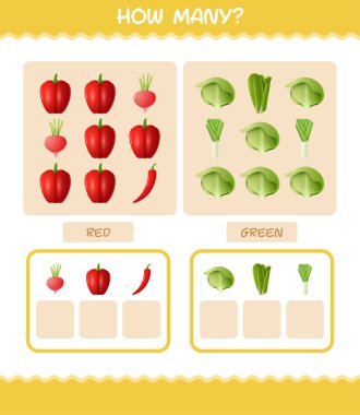 Kaç tane çizgi film sebzesi var? Oyun sayıyorum. Okul öncesi çocuklar ve bebekler için eğitici bir oyun