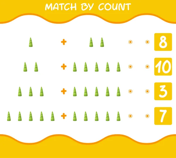 Match Count Cartoon Bamboo Shoot Spiel Und Zähle Lernspiel Für — Stockvektor