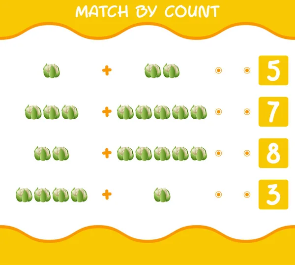 Matcha Genom Att Räkna Tecknad Blomkål Matcha Och Räkna Spelet — Stock vektor