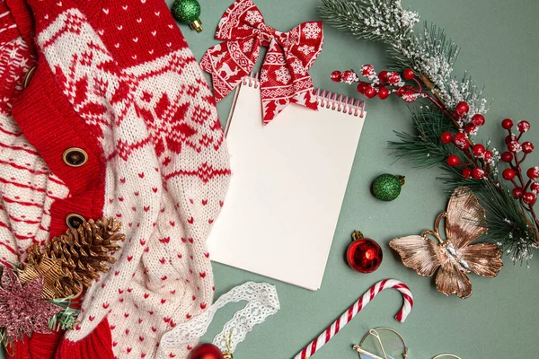 Tarjeta Navidad Con Cajas Decoraciones —  Fotos de Stock