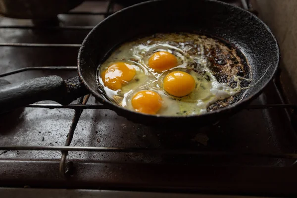 Gebakken Eieren Een Koekenpan — Stockfoto