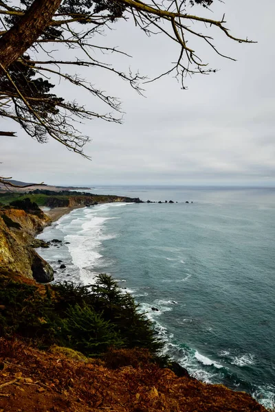 Littoral Océan Pacifique Sur Côte Californienne Avec Des Roches Brume — Photo