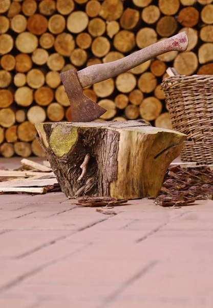 Ax and firewood — Stock Photo, Image