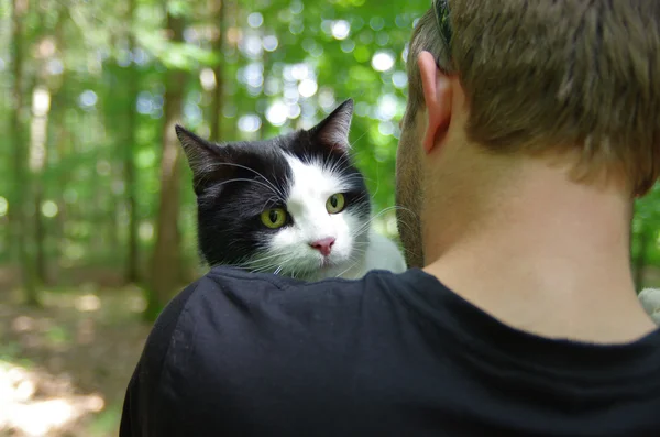 Mann und Katze — Stockfoto