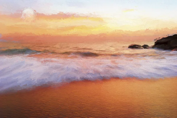 Ocean Sunset Illustration — Stok Foto