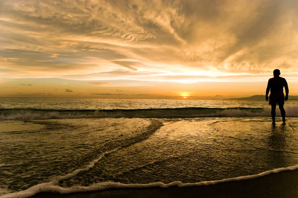 Sonnenuntergang Mann Ozean — Stockfoto