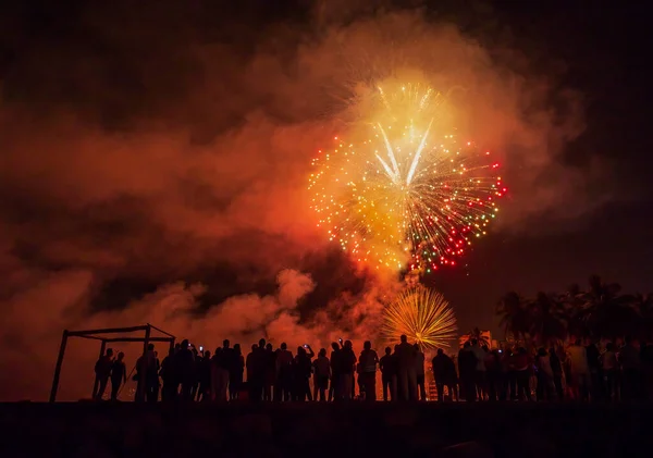 Dav Lidí Dívá Barevný Ohňostroj Celebration Display — Stock fotografie